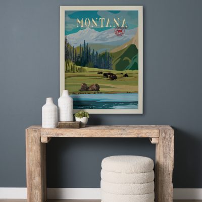Alternative view of Montana Go USA (L) by Mercana Studio a Hand Embellished Decograph Framed Art Print