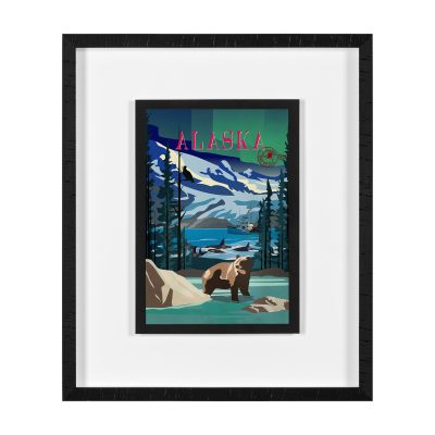 Alaska Go USA (M) by Mercana Studio a Framed Art Print Matted under Glass