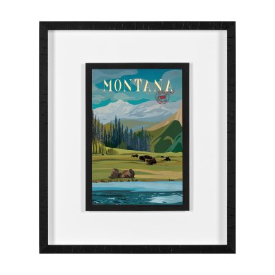 Montana Go USA (M) by Mercana Studio a Framed Art Print Matted under Glass