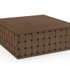 Trellyn 48" Dark Brown Wood w/ Carved Woven Base Square Coffee Table