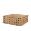 Trellyn 48" Light Brown Wood w/ Carved Woven Base Square Coffee Table