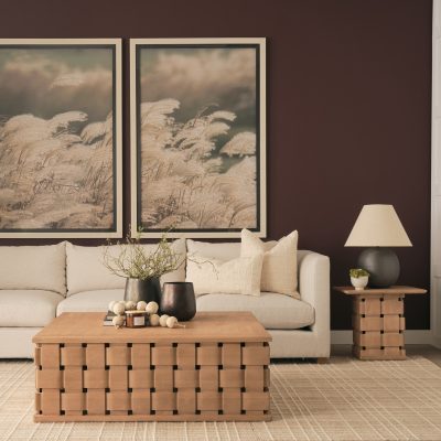 Alternative view of Trellyn 48" Light Brown Wood w/ Carved Woven Base Square Coffee Table