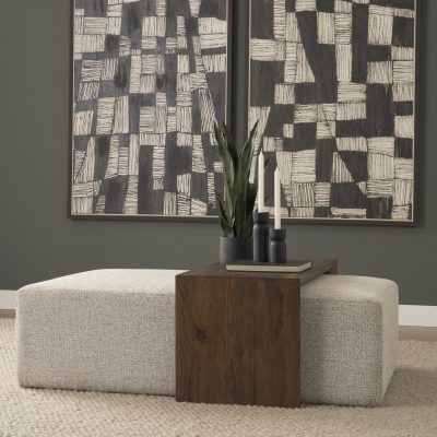 Alternative view of Trayden Gray Fabric w/ Brown Slider Top Coffee Table 55.0X 37.0X 46.0 (cm)
