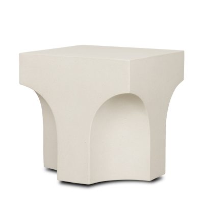 Bunda Square Sculptural Stone Finish Accent Table