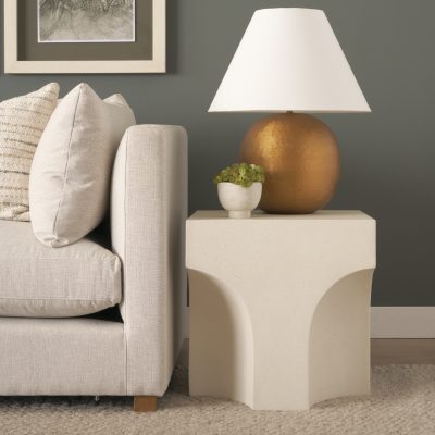 Alternative view of Bunda Square Sculptural Stone Finish Accent Table