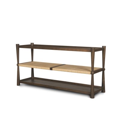 Bondi Dark Brown Wood w/ Paper Rope Shelf Console Table