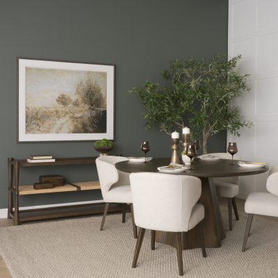 Alternative view of Bondi Dark Brown Wood w/ Paper Rope Shelf Console Table