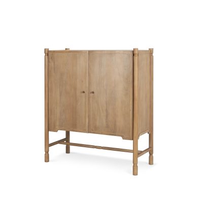 Phil Light Brown Wood 2 Door Bar Cabinet