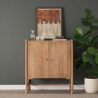 Alternative view of Phil Light Brown Wood 2 Door Bar Cabinet
