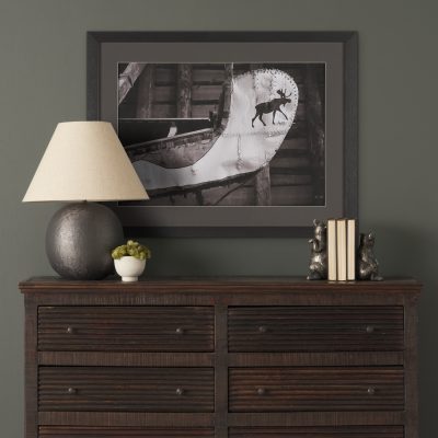 Alternative view of Moose Canoe by Deborah Revell Framed Art Print Matted under Glass