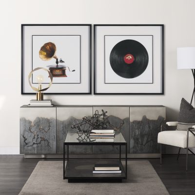 Alternative view of Record by Deborah Revell Hand Embelished Framed Art Print Matted under Glass