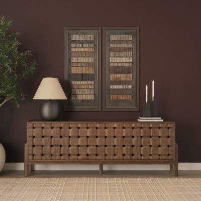 Alternative view of Timber Mosaic IV by Mercana Studio Handmade Original Framed Artwork Matted