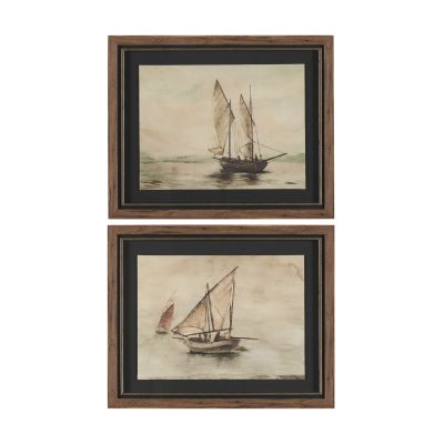 Timeless Voyage (Set of 2) by Mercana Studio Hand Embelished Framed Artwork Matted under Glass