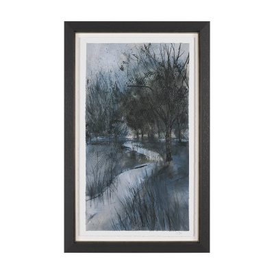Brook and Willows II by Mercana Studio Hand Embelished Textured Framed Artwork Matted under Glass