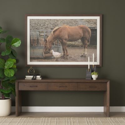 Alternative view of Belford 72" Dark Brown Oak Wood Console Table