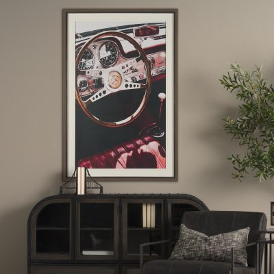 Alternative view of Vintage Car by Magda Izzard Textured Framed Art Print Matted under Glass