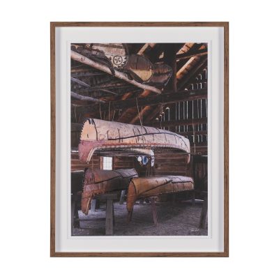 Canoe Barn by Deborah Revell Hand Embelished Framed Art Print Matted under Glass