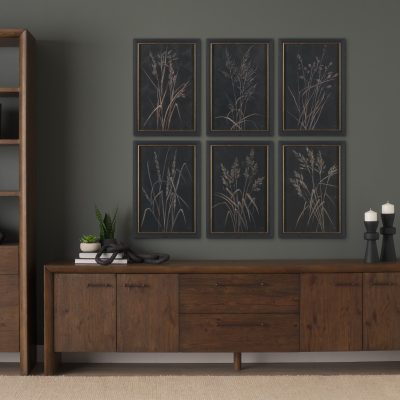 Alternative view of Golden Grasses VI by Mercana Studio Hand Embelished Textured Framed Artwork Matted